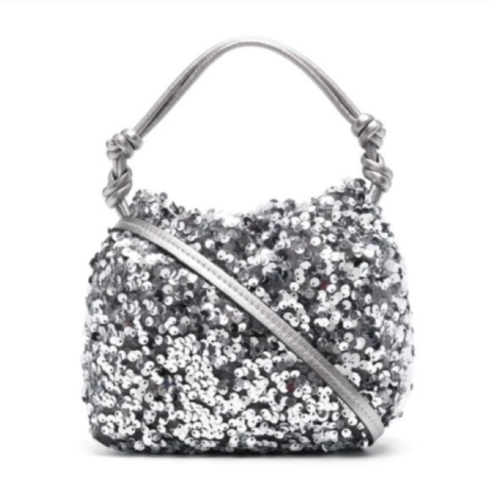 DOROTHEE SCHUMACHER Softly Sparkles Silver Sequin Mini Pouch Bag ~ NWOT!